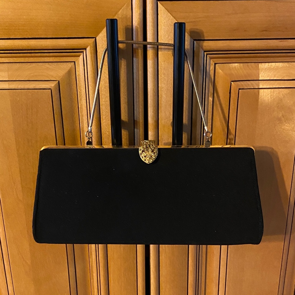 Elegant Black Clutch with Gold Accents